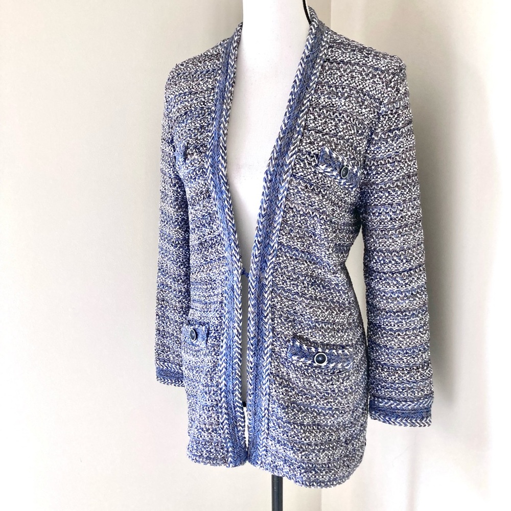 Chico’s Tweed Sweater Cardigan Jacket Size L - Picture 3 of 8